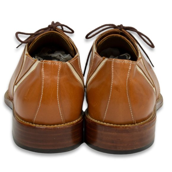 David Eden Men’s Light Brown & Cream Leather Shoes - Picture 5 of 7